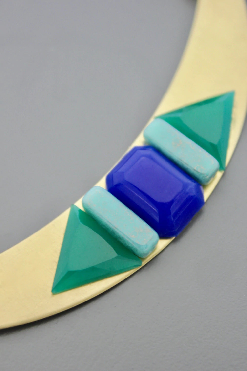 Geometric blue and green collar necklace - Havlan & West