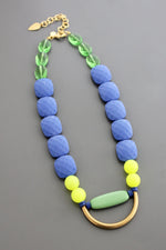 Geometric blue, green, and yellow necklace - Havlan & West